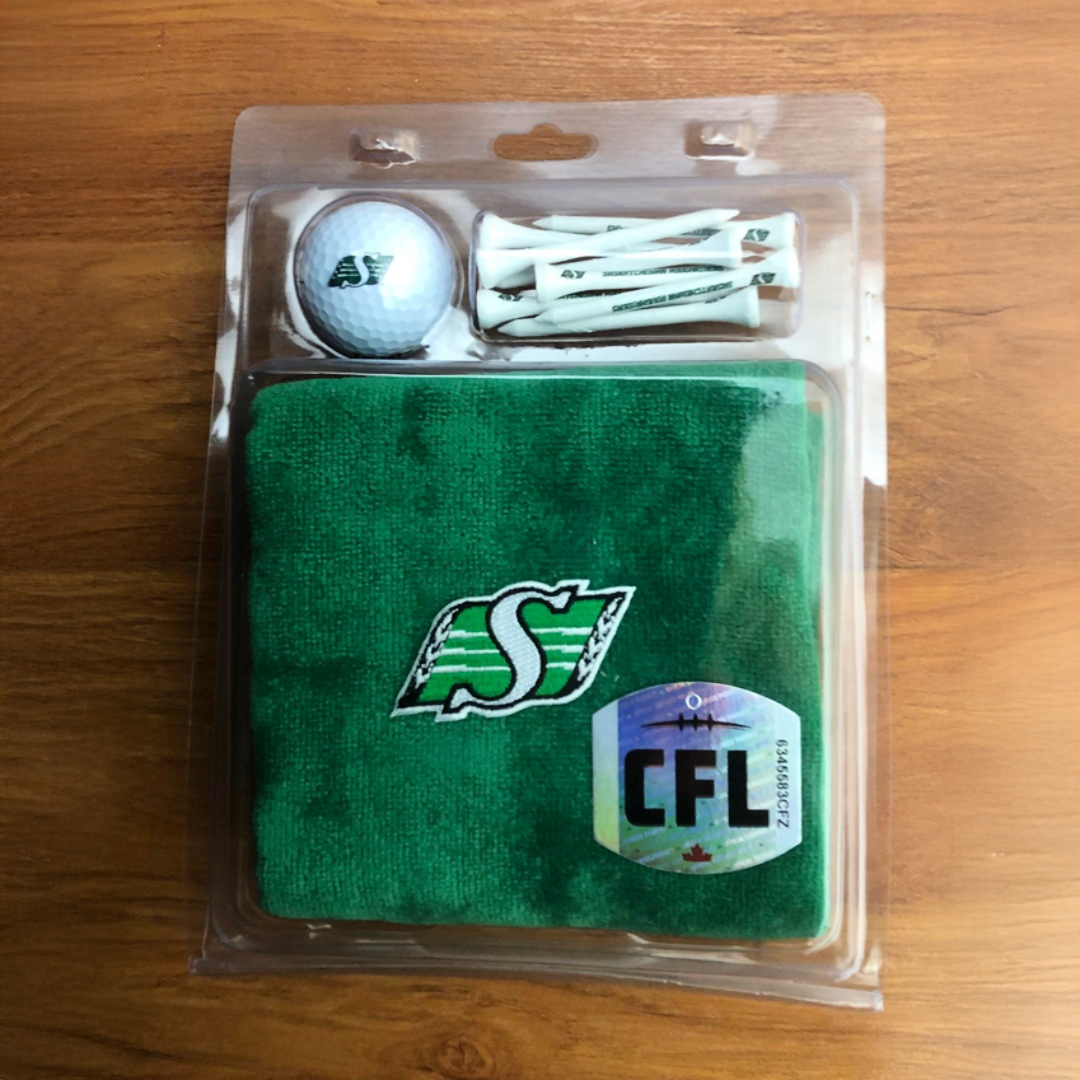 Towel, Ball, Tees Gift Set Saskatchewan Roughriders