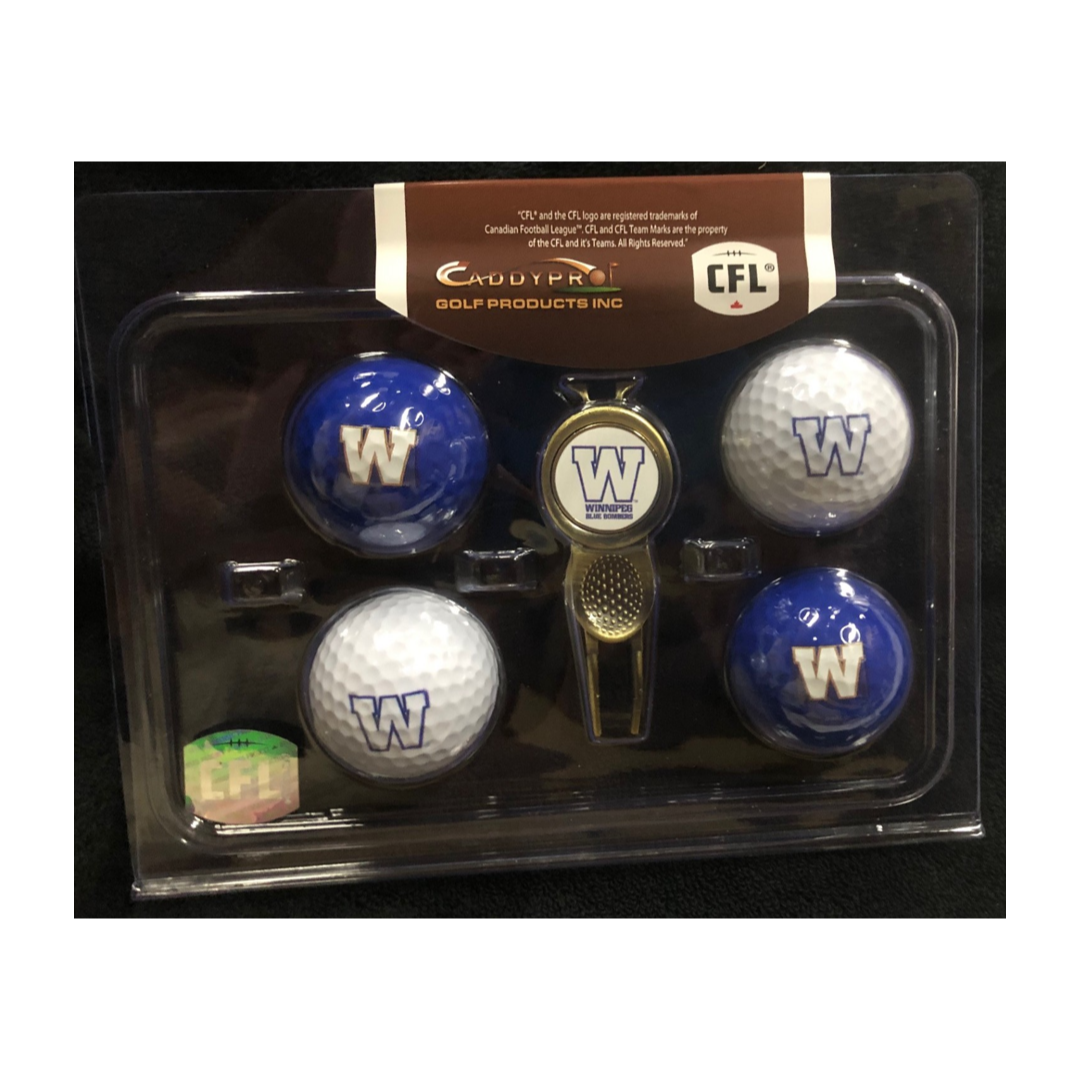 Winnipeg Blue Bombers Divot Tool & 4 Ball Gift Set (Mixed Balls)